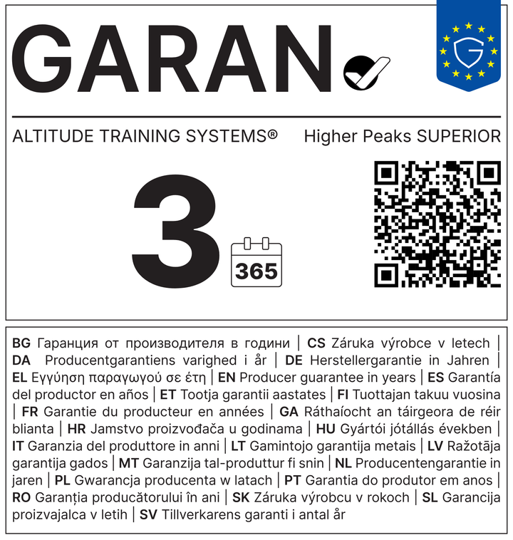 GARAN-Kennzeichnung der Herstellergarantie für Unser Bestseller: Höhengenerator-Set Higher Peaks SUPERIOR